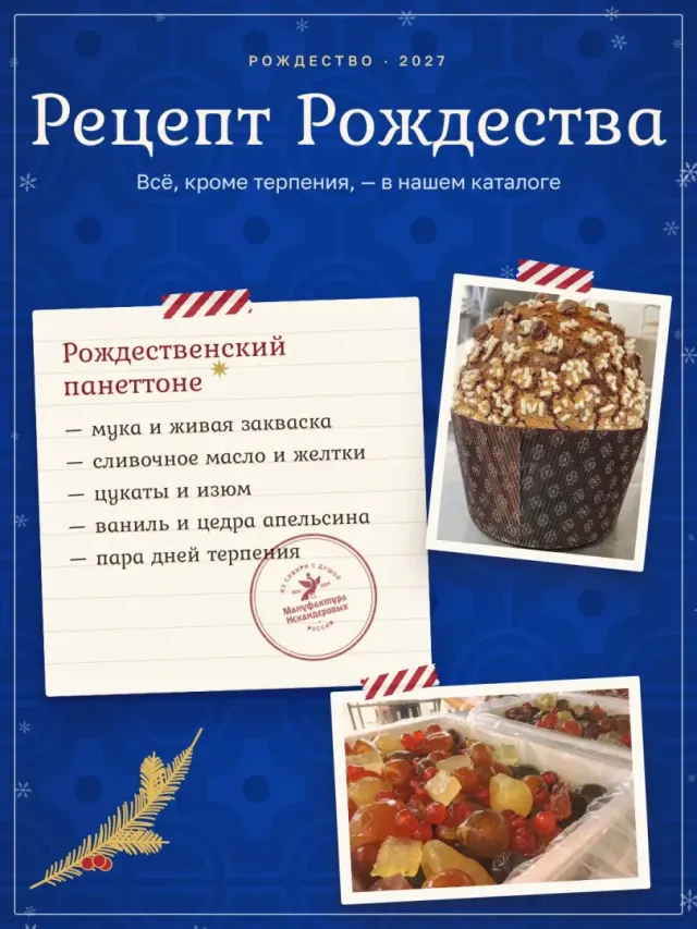 Рецепт Рождества: рождественский панеттоне в бумажной форме, цукаты и список ингредиентов